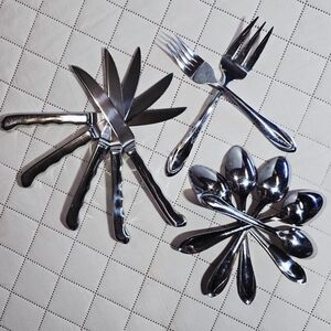 Cambridge Stainless Flatware Set 12pc Matching Knives Forks Spoons Modern